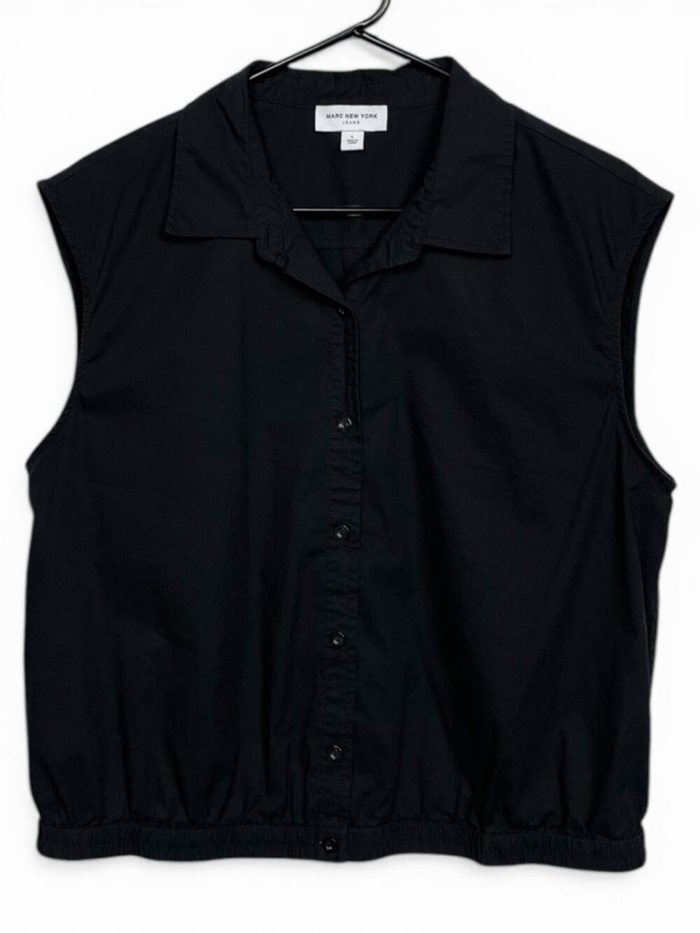 Marc New York Black Collared boxy Button-Up Top size Large
